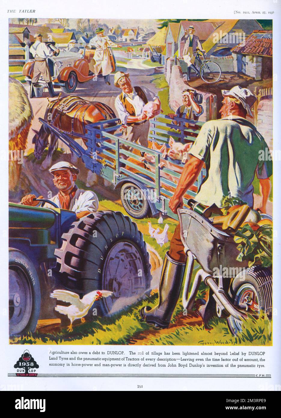 Dunlop-Werbespot mit landwirtschaftlicher Szene, 1938 Stockfoto