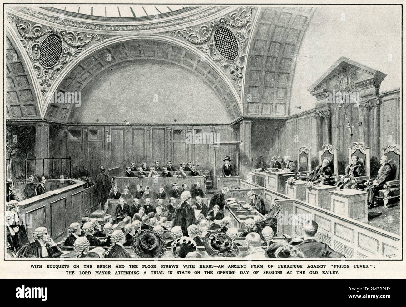 Gerichtsszene von Samuel Begg von den berühmten Ilford-Mordprozessen. Jessie Thompson und Frederick Bywaters wurden des Mordes an Jessies Ehemann Percy Thompson und der Todesstrafe angeklagt. Datum: 1922 Stockfoto