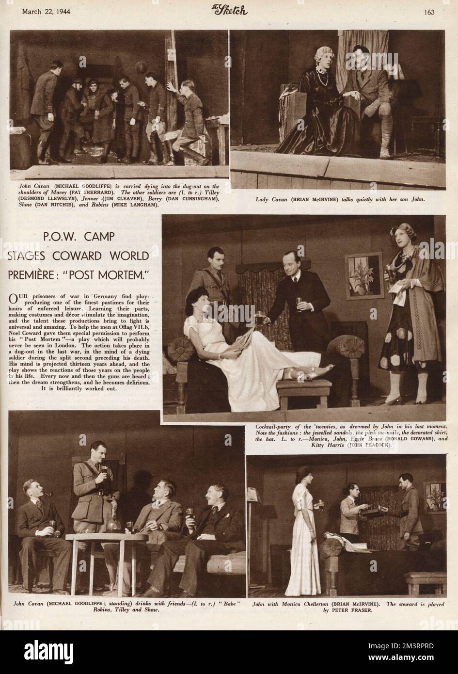 P.O.W. Camp inszeniert Noel Coward Play Post mortem 1944 Stockfoto