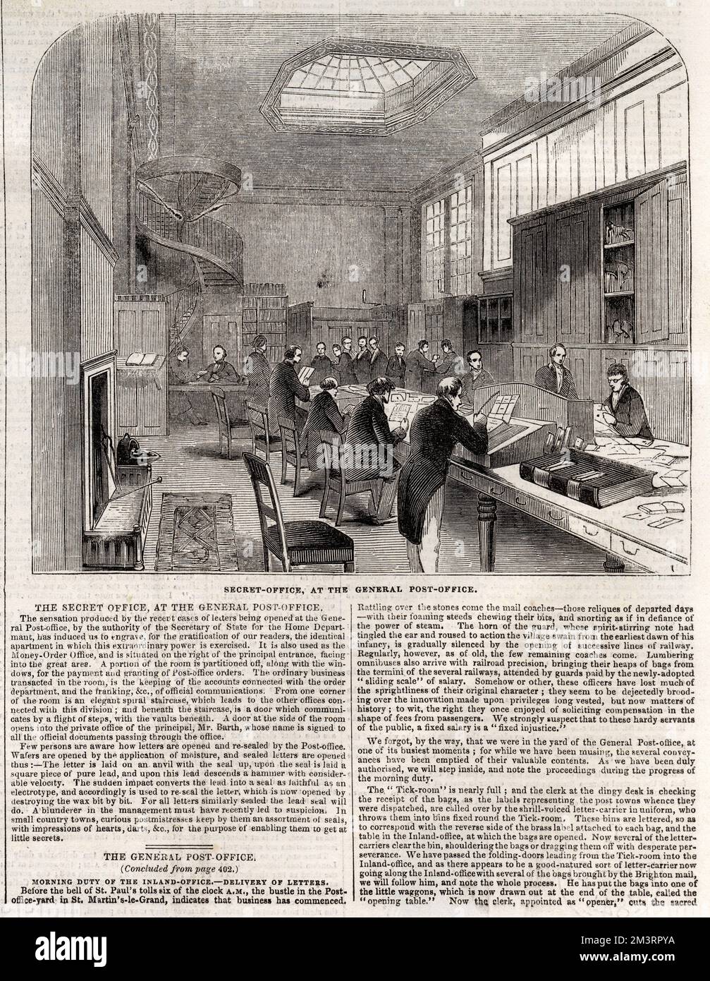 Das geheime Büro der Generalpost, 1844 Stockfoto