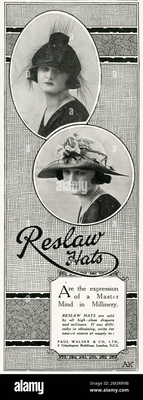 Die neuesten modischen Mützen für den Frühling. Datum: 1924 Stockfoto