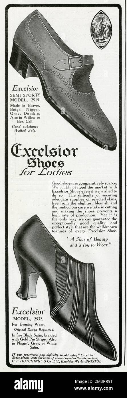 Zwei Schuhe für Halbsport und Abendkleidung. Datum: 1922 Stockfoto