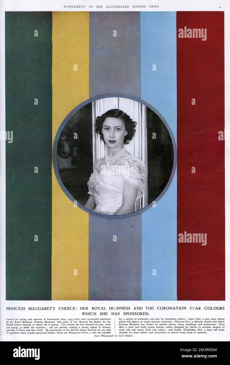 Prinzessin Margarets Wahl der Farben für das Krönungsjahr Stockfoto