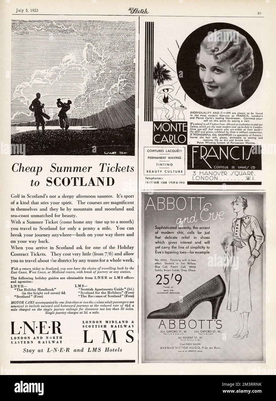 Billige Sommertickets nach Schottland, 1933 Stockfoto