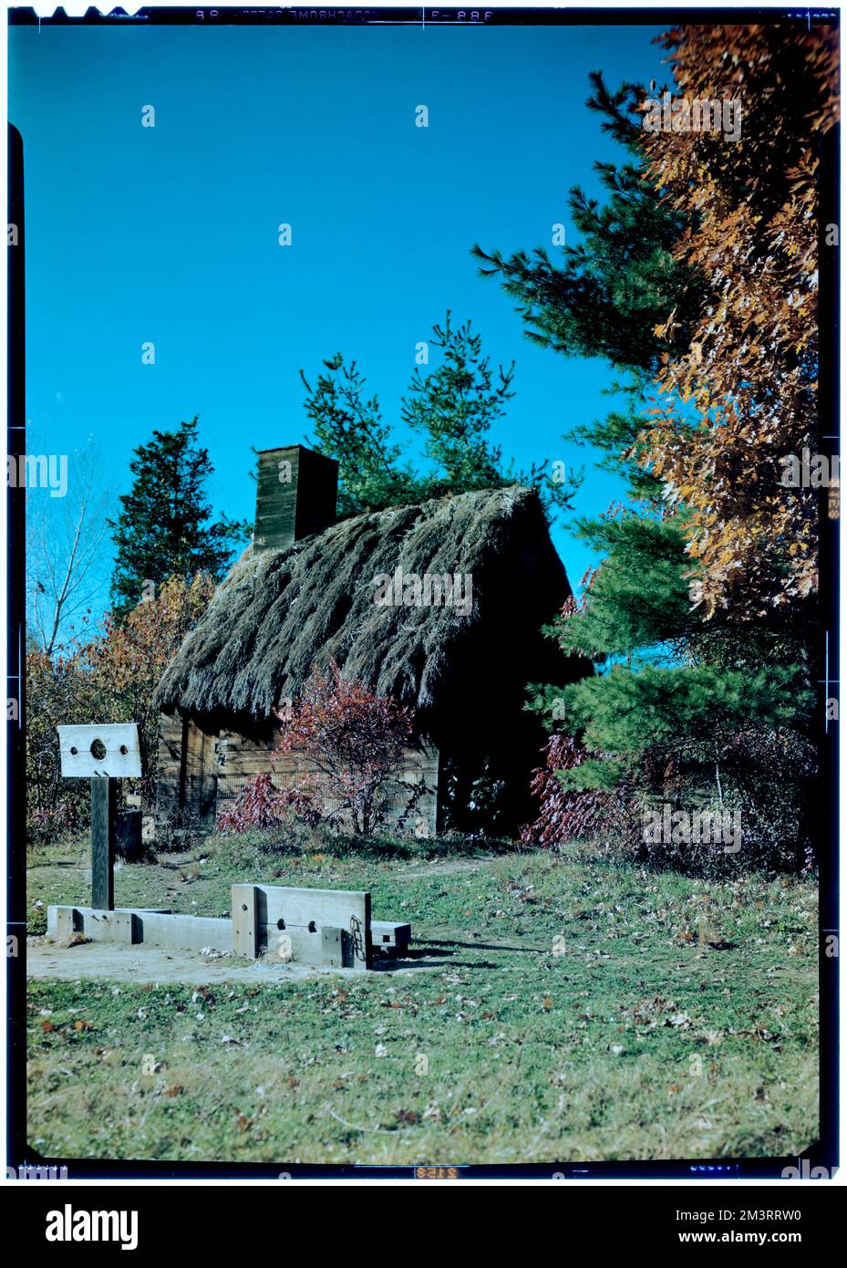 Salem, Pioneer Village, Architektur, Wohnungen, Freiluftmuseen. Samuel Chamberlain Fotosammlung Negatives Stockfoto