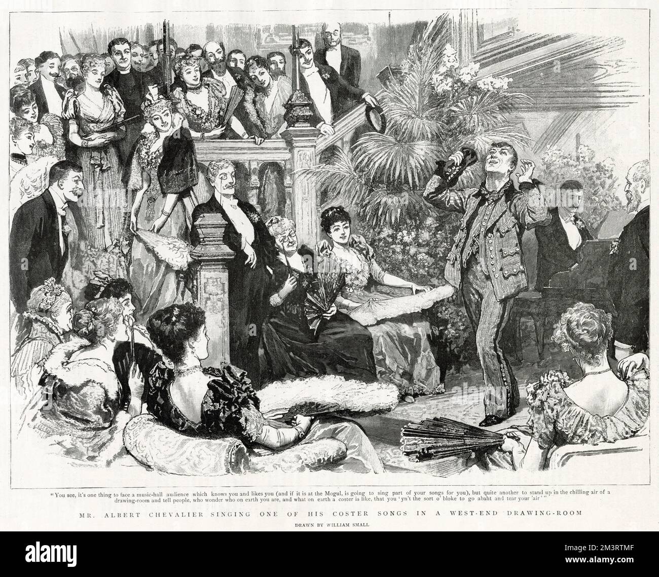 Albert Chevalier singt eines seiner coster-Lieder Stockfoto