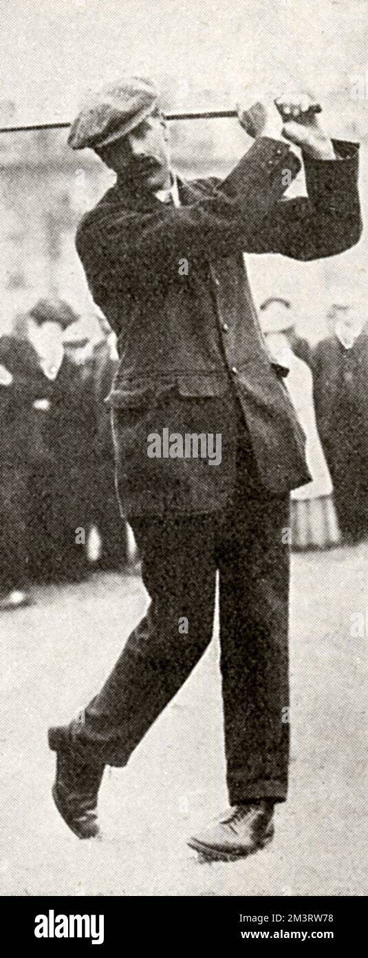 James Braid (1870 - 1950), Golfer, der wahrscheinlich um den Sphere and Tatler Cup kandidierte, der in seinem Heimclub, Walton Heath, gespielt wurde. Datum: 1911 Stockfoto