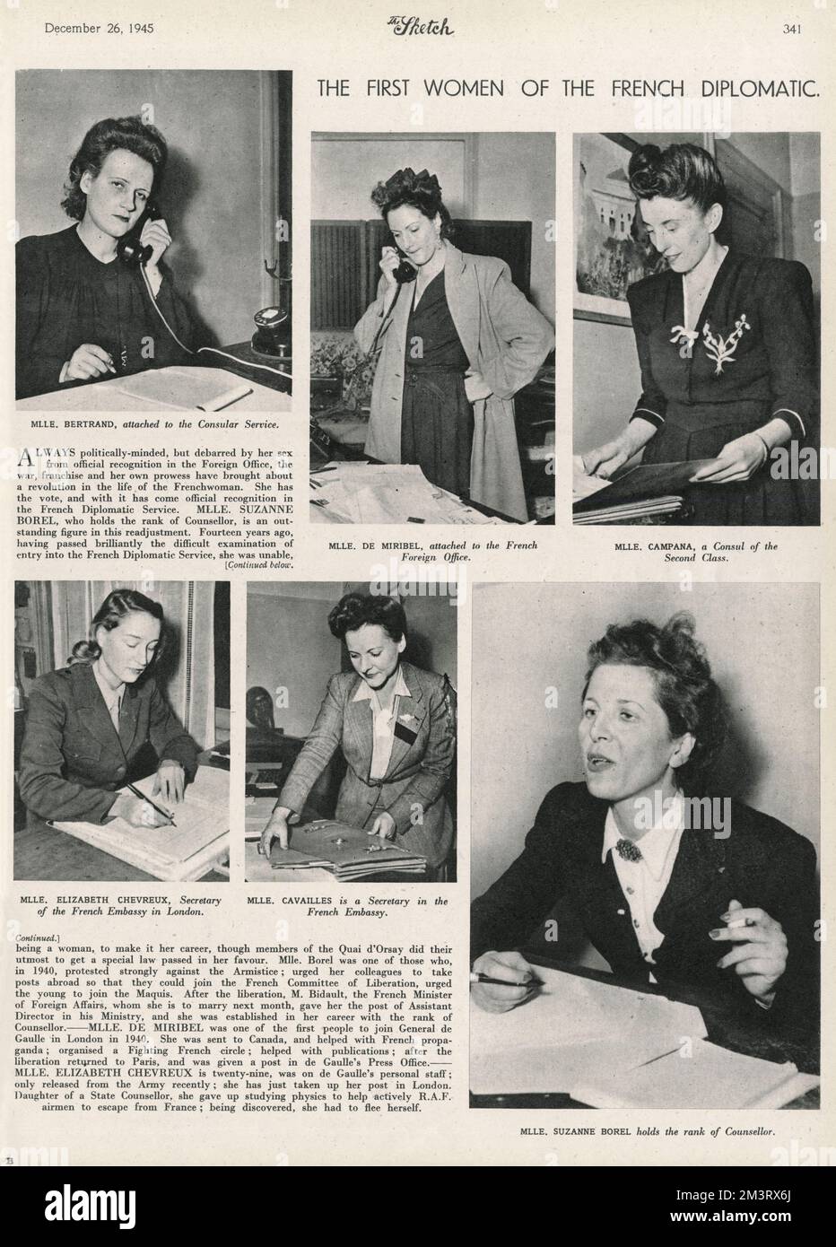 Die ersten Frauen der französischen Diplomatie (Dienst). Datum: 1945 Stockfoto