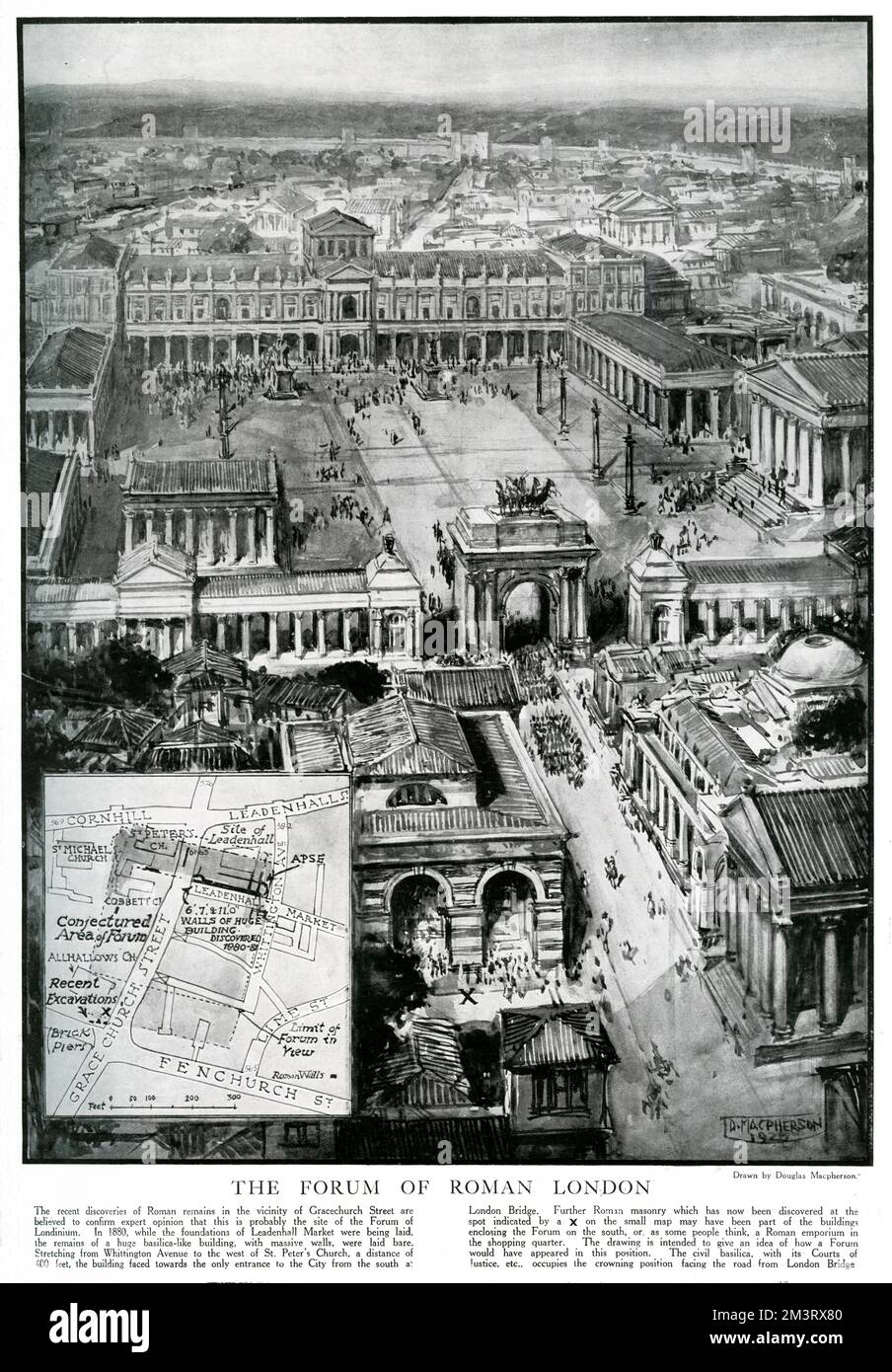 Künstlereindruck des Forum of Roman London, das sich in der heutigen City of London befindet. Datum: 1926 Stockfoto