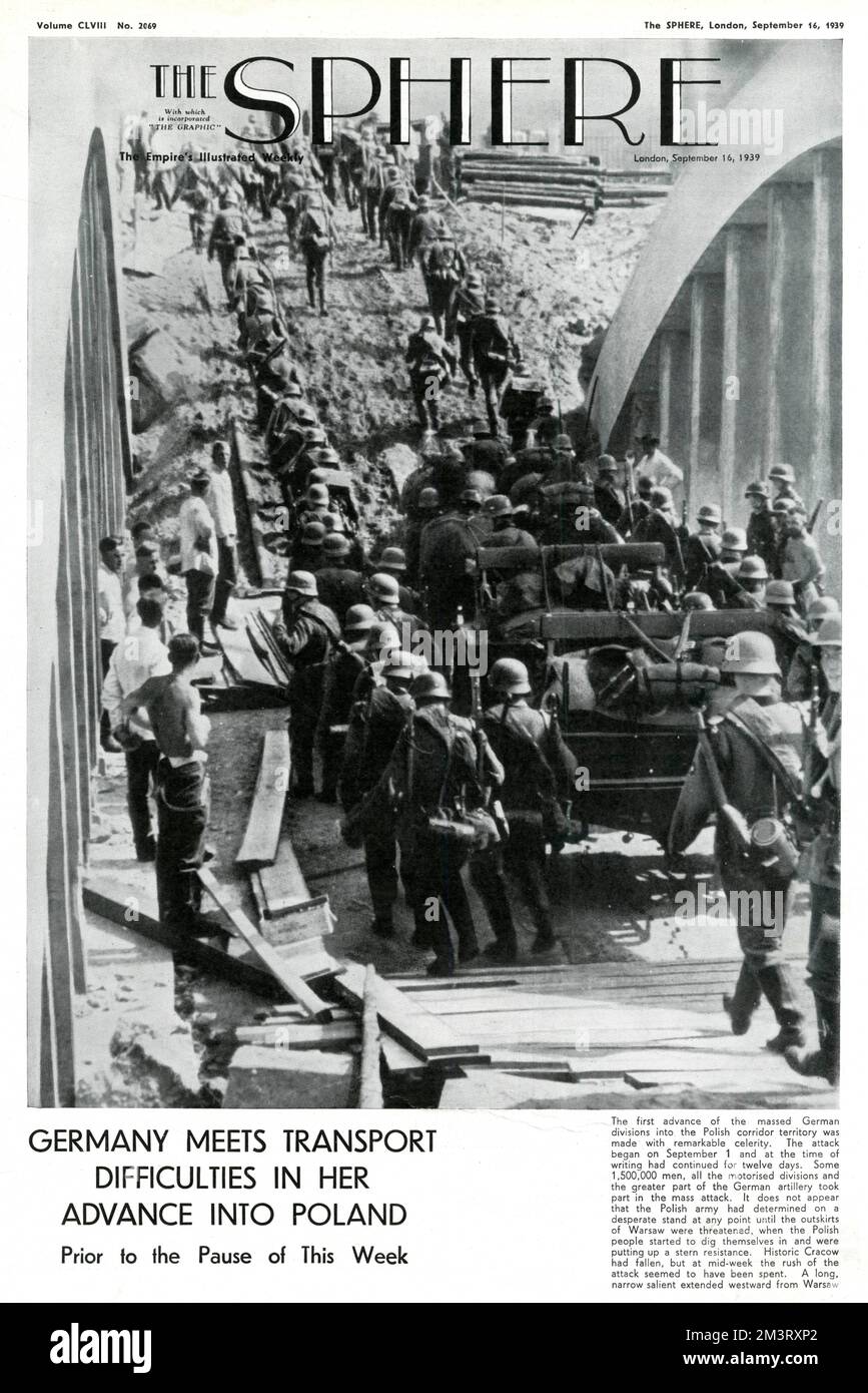 Das vordere Cover der Kugel zeigt den deutschen Vormarsch, September 1939 Stockfoto