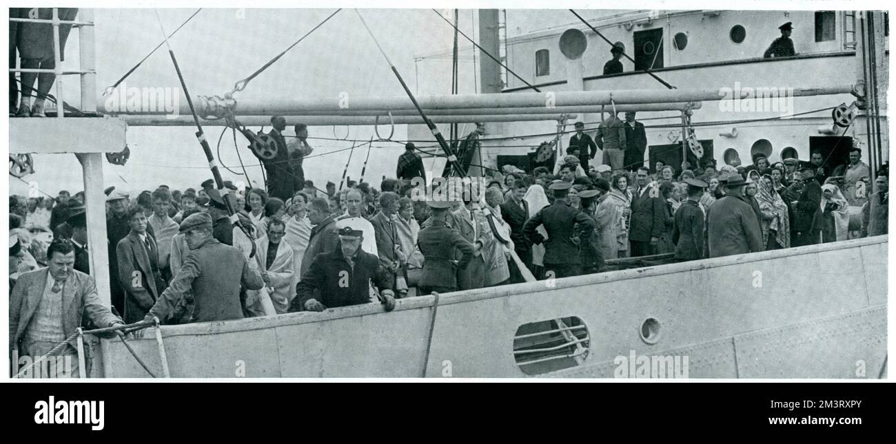 Überlebende Passagiere des transatlantischen Schiffes „Athenia“ auf dem