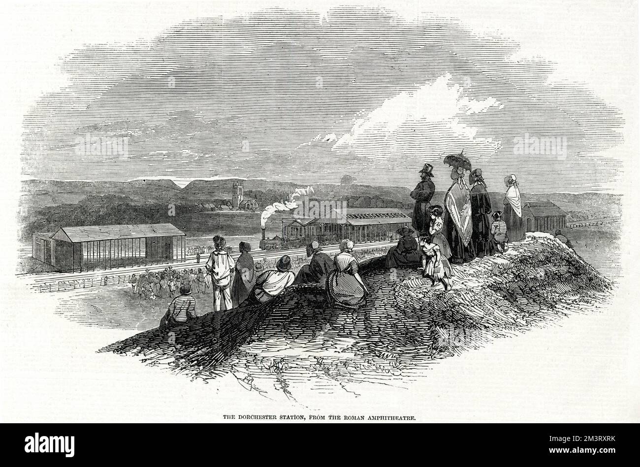 Dorchester Station vom römischen Amphitheater Datum: 1847 Stockfoto