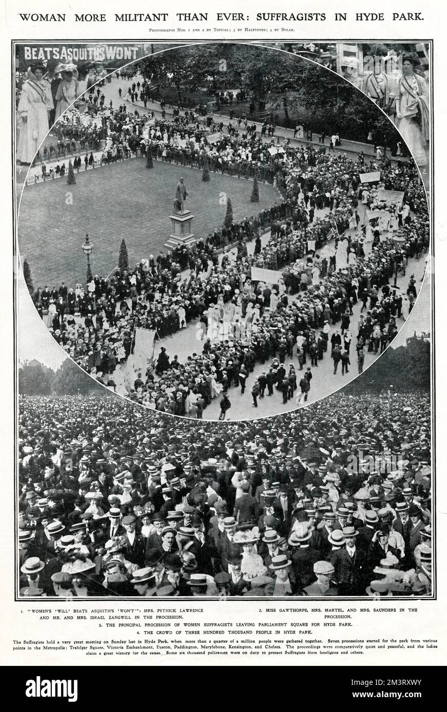 Prozessionen von Suffragisten in London 1908 Stockfoto