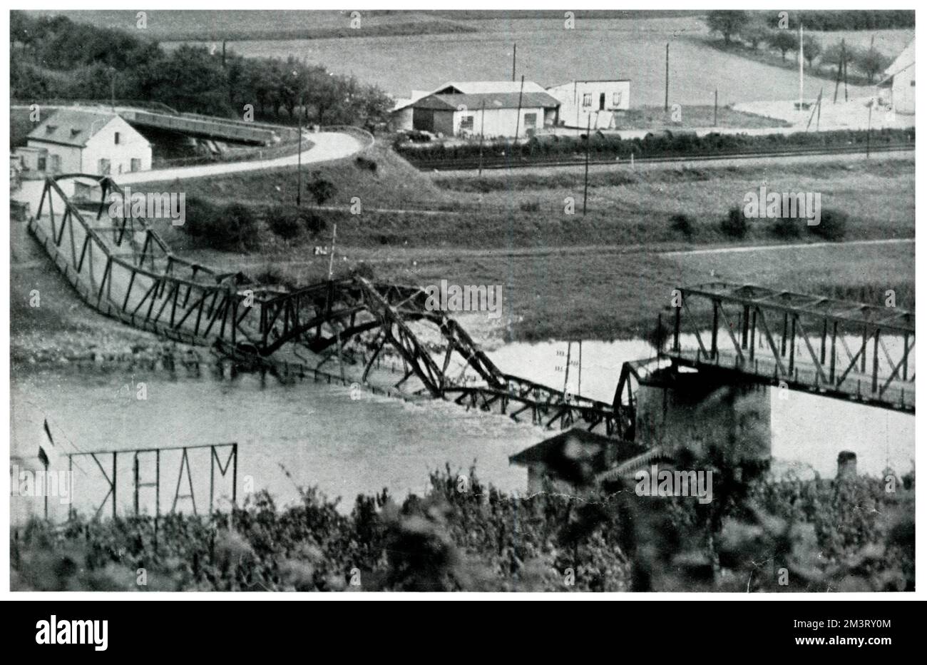 Brücke an der Grenze zu Deutschland und Luxemburg, September 1939 Stockfoto