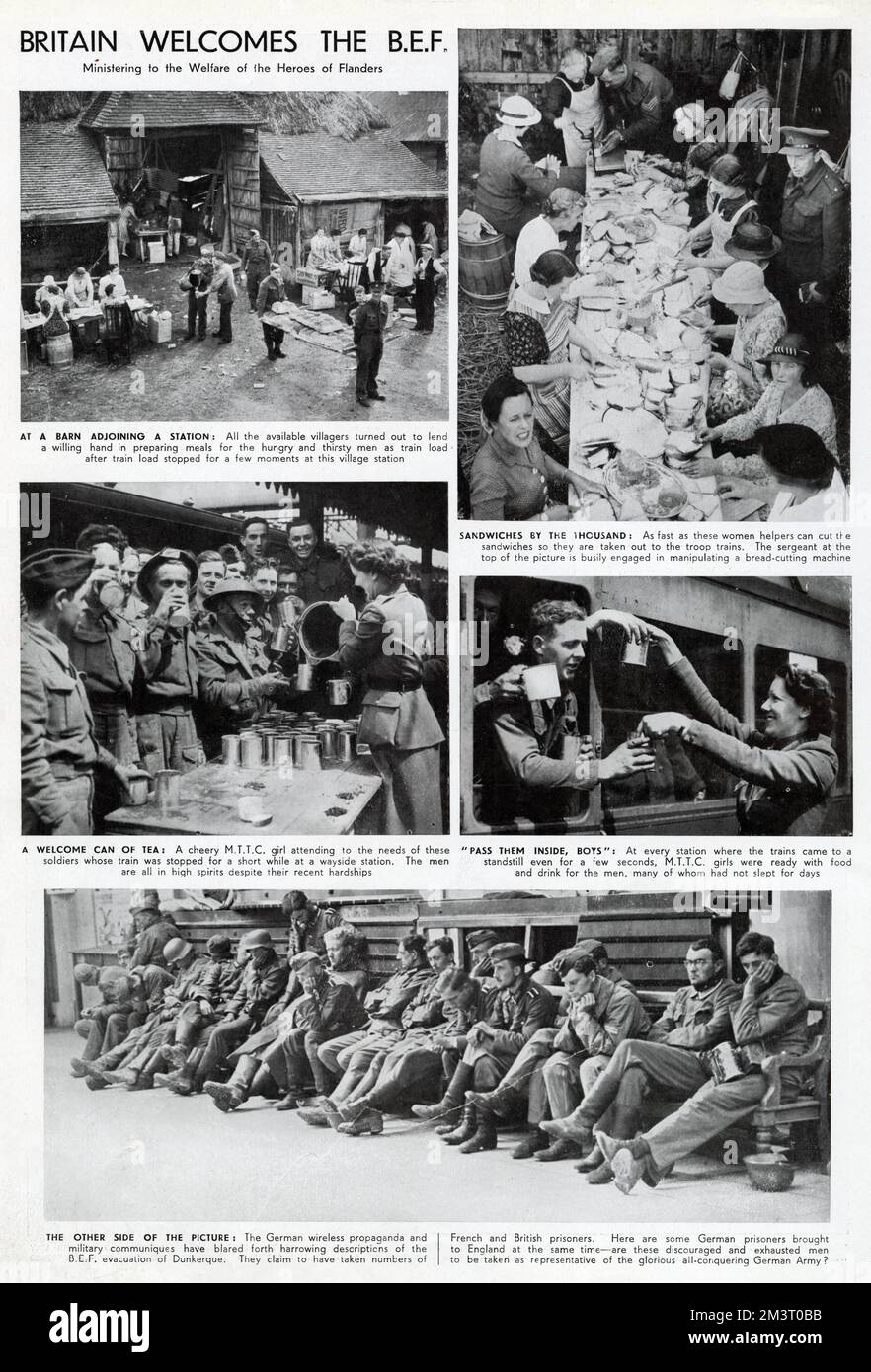 Rückkehr der britischen Expeditionstruppe aus Dünkirchen, 2. Weltkrieg Stockfoto