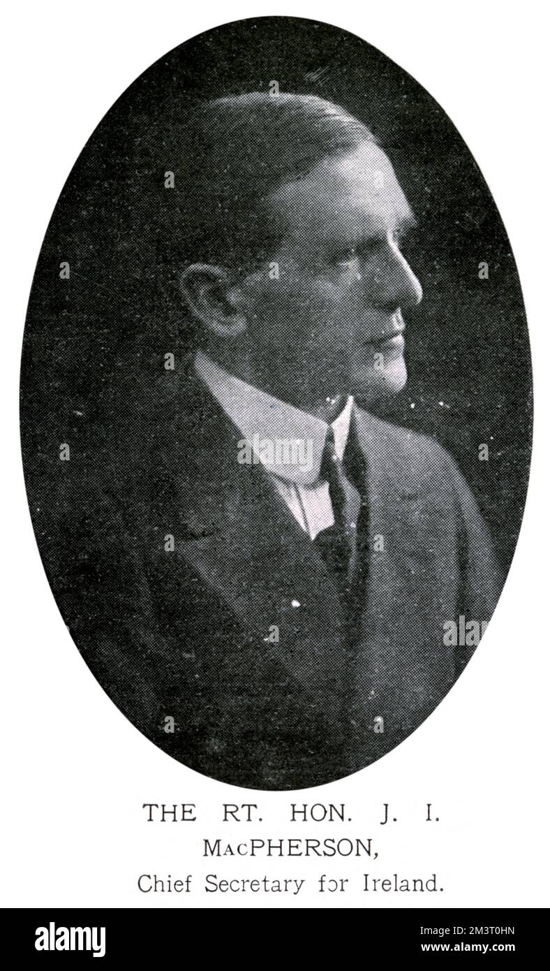 (James) Ian Stewart Macpherson, 1. Baron Strathcarron, (1880-1937), britischer Anwalt und liberaler Politiker, auf dem Bild, als er in der Koalitionsregierung von 1919 zum Außenminister für Irland ernannt wurde. Datum: 1919 Stockfoto