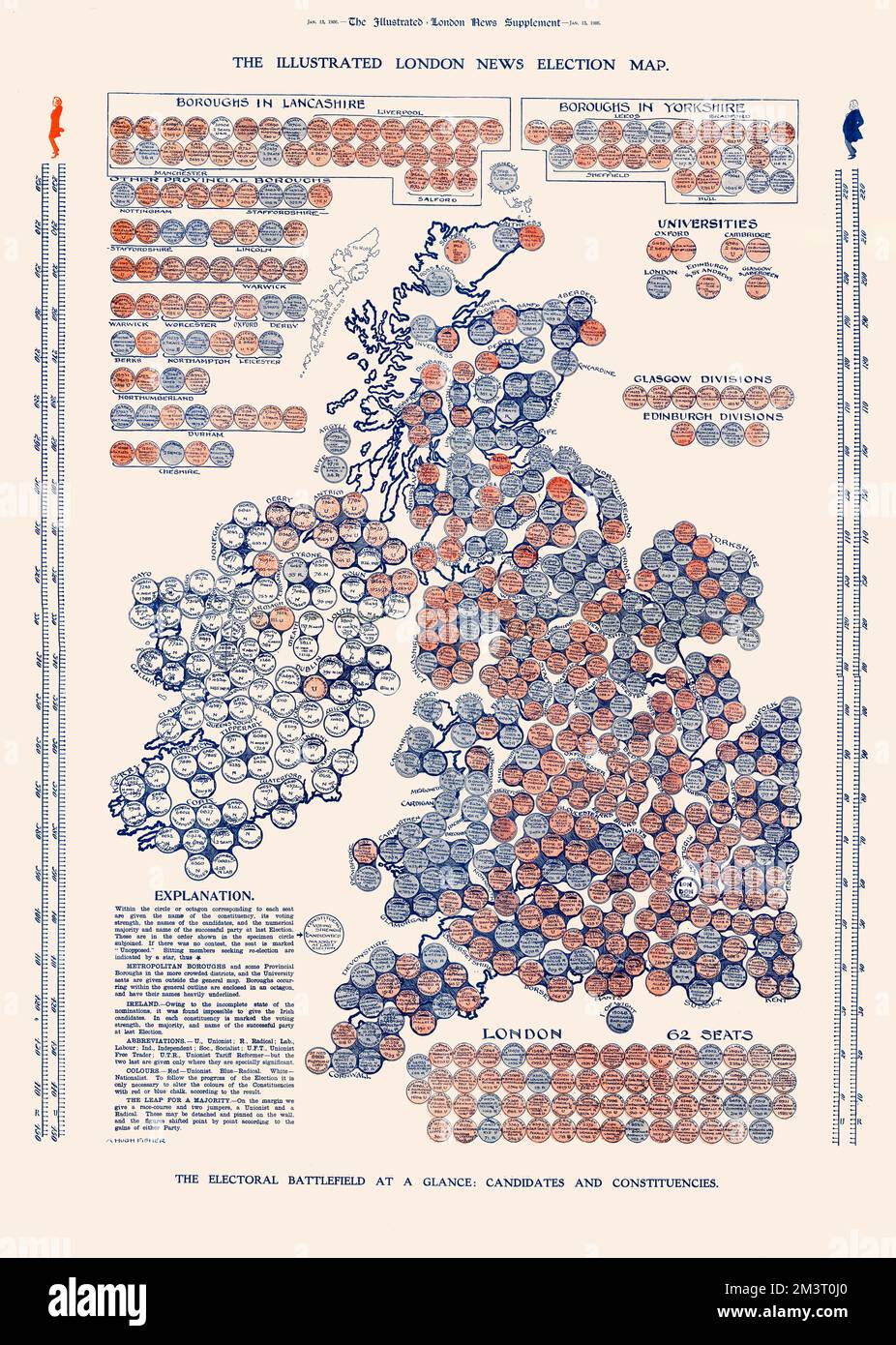 The Illustrated London News Election Map - 1906 Stockfoto