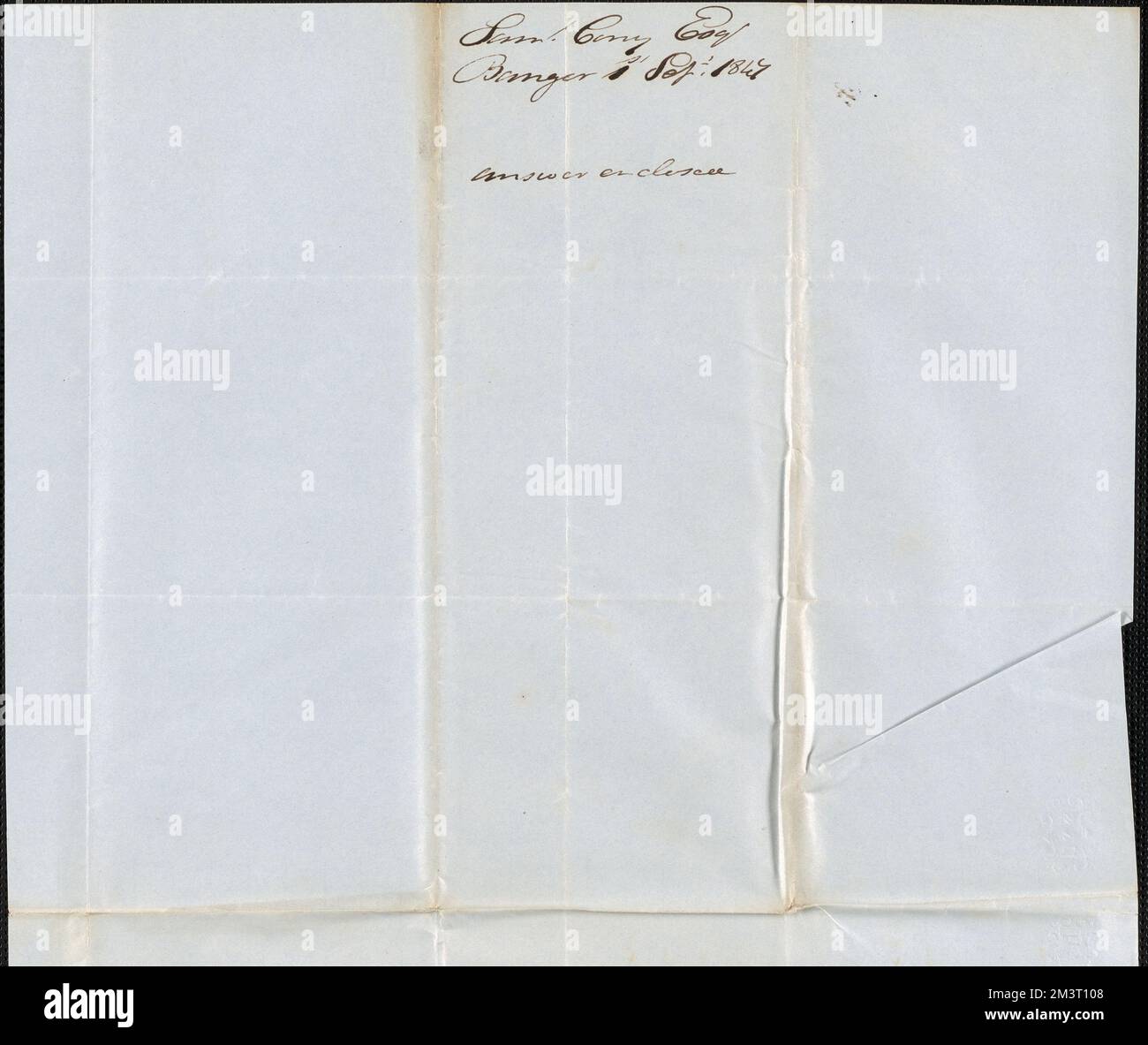 Samuel Cory an George Coffin, 1. September 1847 , Public Land Sales, United States, Massachusetts, Politics and Government, 1775-1865, Maine, Politik und Regierung, 1775-1865, Vereinigte Staaten, Geschichte, Revolution, 1775-1783, Ansprüche, Kanada, Grenzen, Vereinigte Staaten Stockfoto