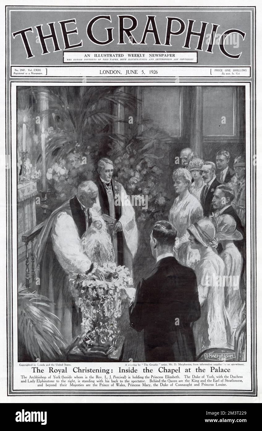 Taufe von Prinzessin Elizabeth, 1926 Stockfoto