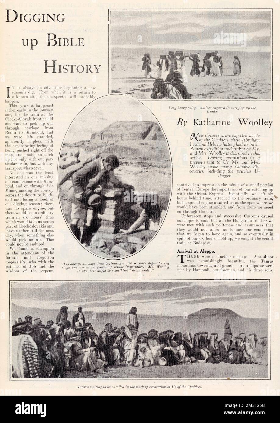 Page von Britannia & Eve von Katharine Woolley über die großen Ausgrabungen, die sie und ihr Mann Leonard an der Ur in Mesopotamien (moderner Irak) mit sich führten. Stockfoto