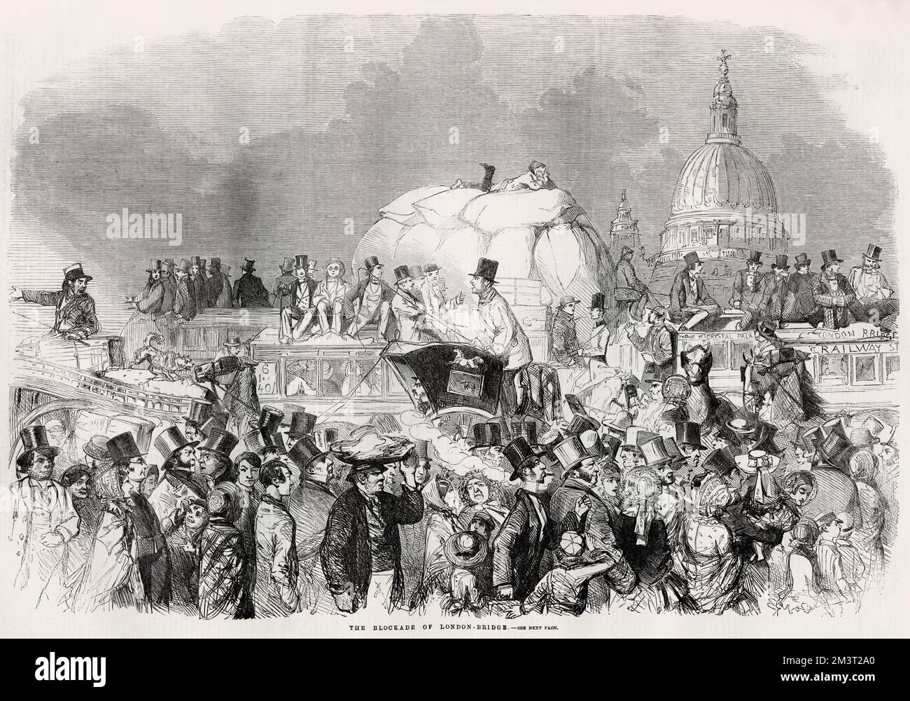 Die Blockade der London Bridge, 1859. Der überfüllte und überfüllte Zustand der Straßen Londons, insbesondere in der Stadt. Stockfoto