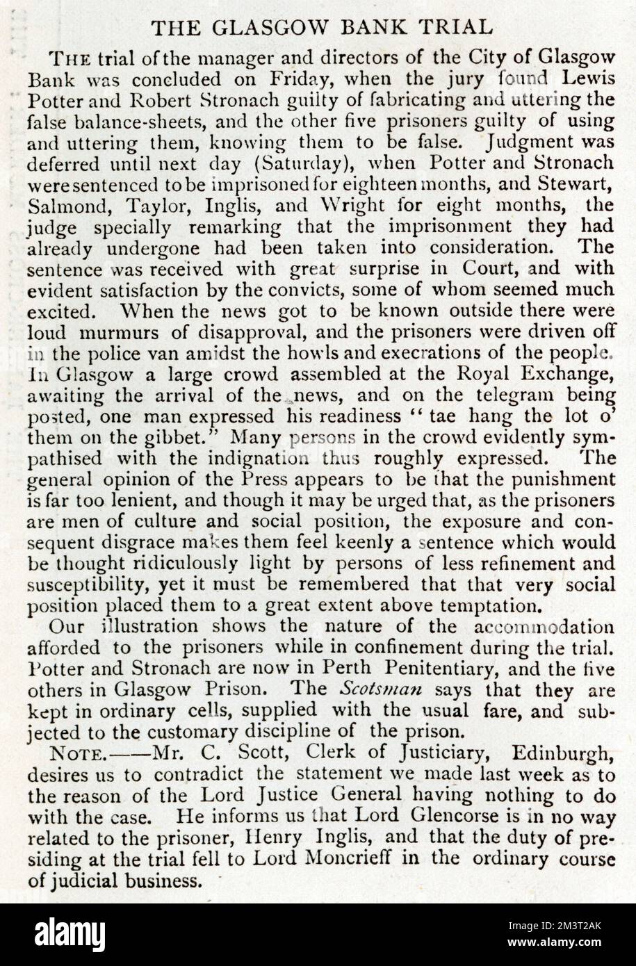 Die Grafik, unsere Illustrationen - die Glasgow Bank Trial8. Februar 1879 p126. Stockfoto