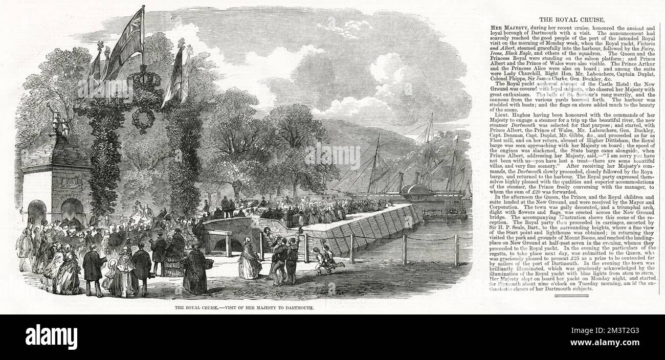 Queen Victoria besucht 1856 das maritime Zentrum von Dartmouth. Stockfoto