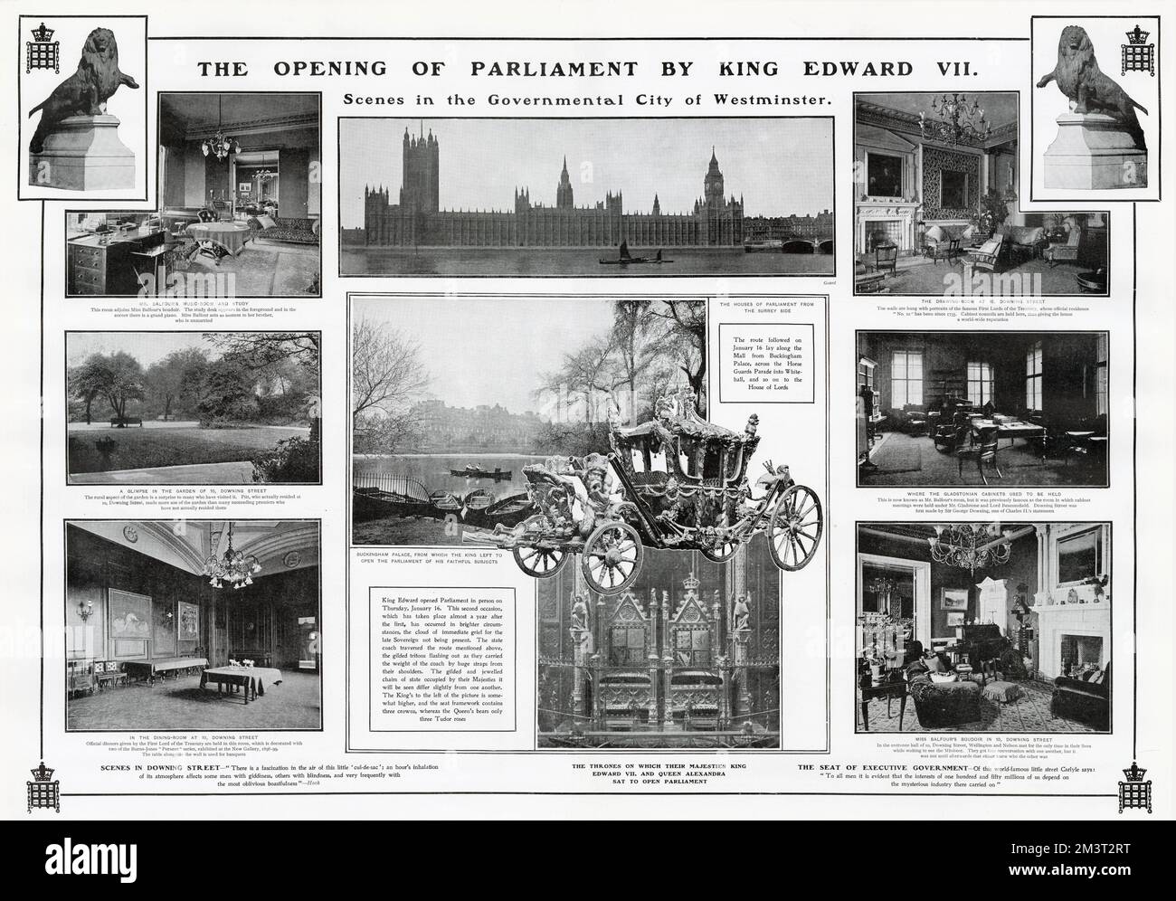 Die Eröffnung des Parlaments durch König Edward VII: Szenen in der Regierungsstadt Westminster. Stockfoto