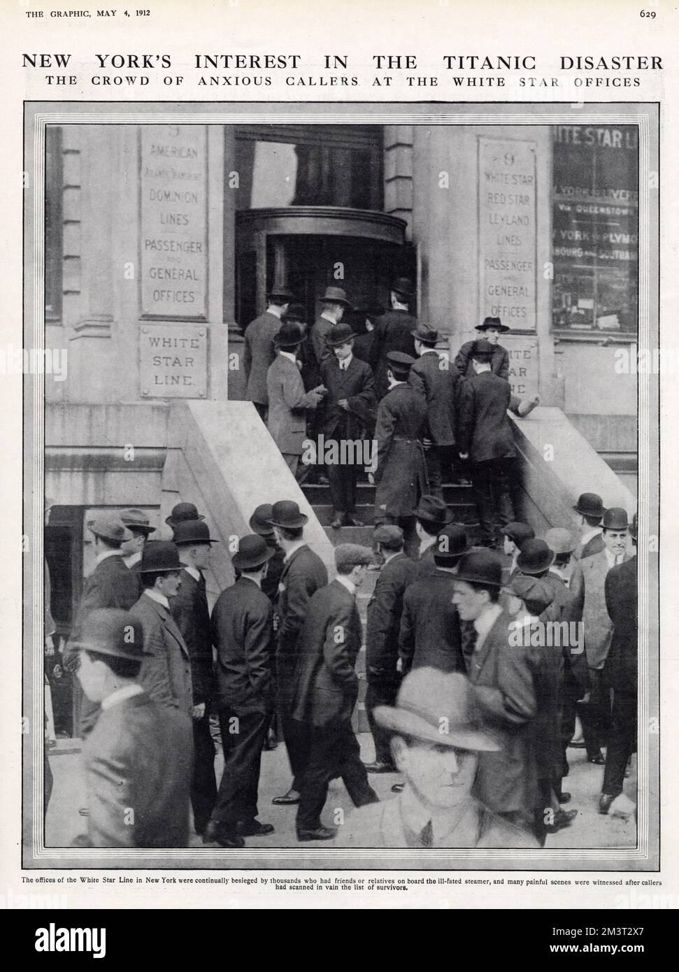 New Yorks Interesse an der Katastrophe der Titanic Stockfoto