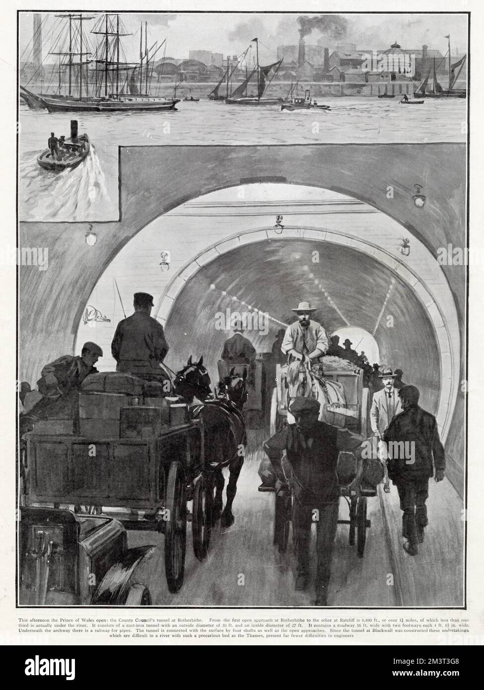 Der Rotherhithe Tunnel verbindet Limehouse im Londoner Stadtteil Tower Hamlets. Eröffnet von Prince of Wales (später George V. ) im Jahr 1908. Stockfoto
