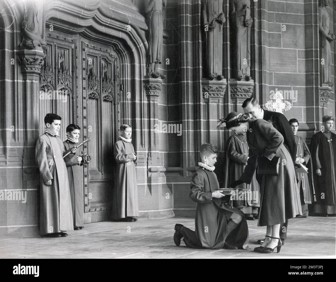 Liverpool Besuch von Prinzessin Elizabeth und Herzog von Edinburgh Stockfoto