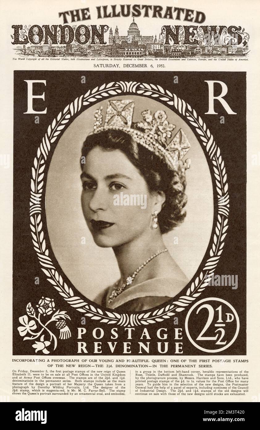 ILN-Cover - erste Briefmarke des Reign QEII Stockfoto