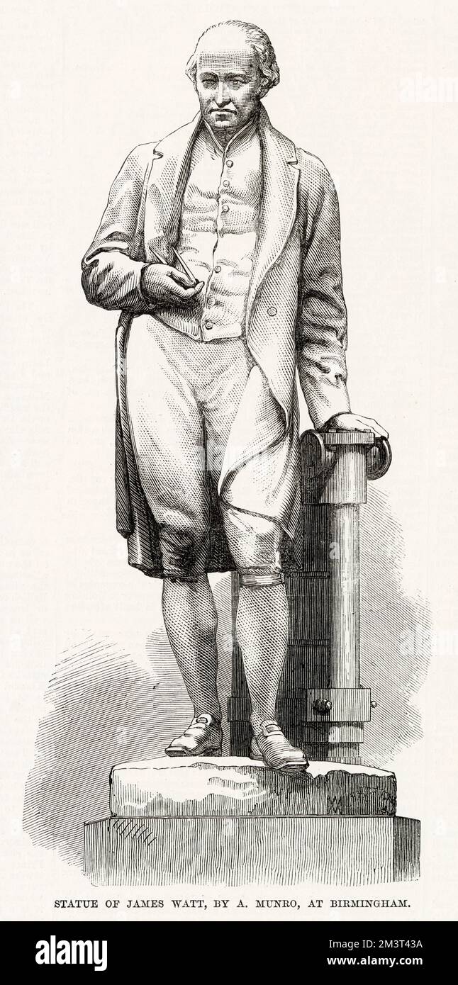 Statue von James Watt (1736 - 1819), Ingenieur und Erfinder, von Alexander Munro, in Birmingham. Stockfoto