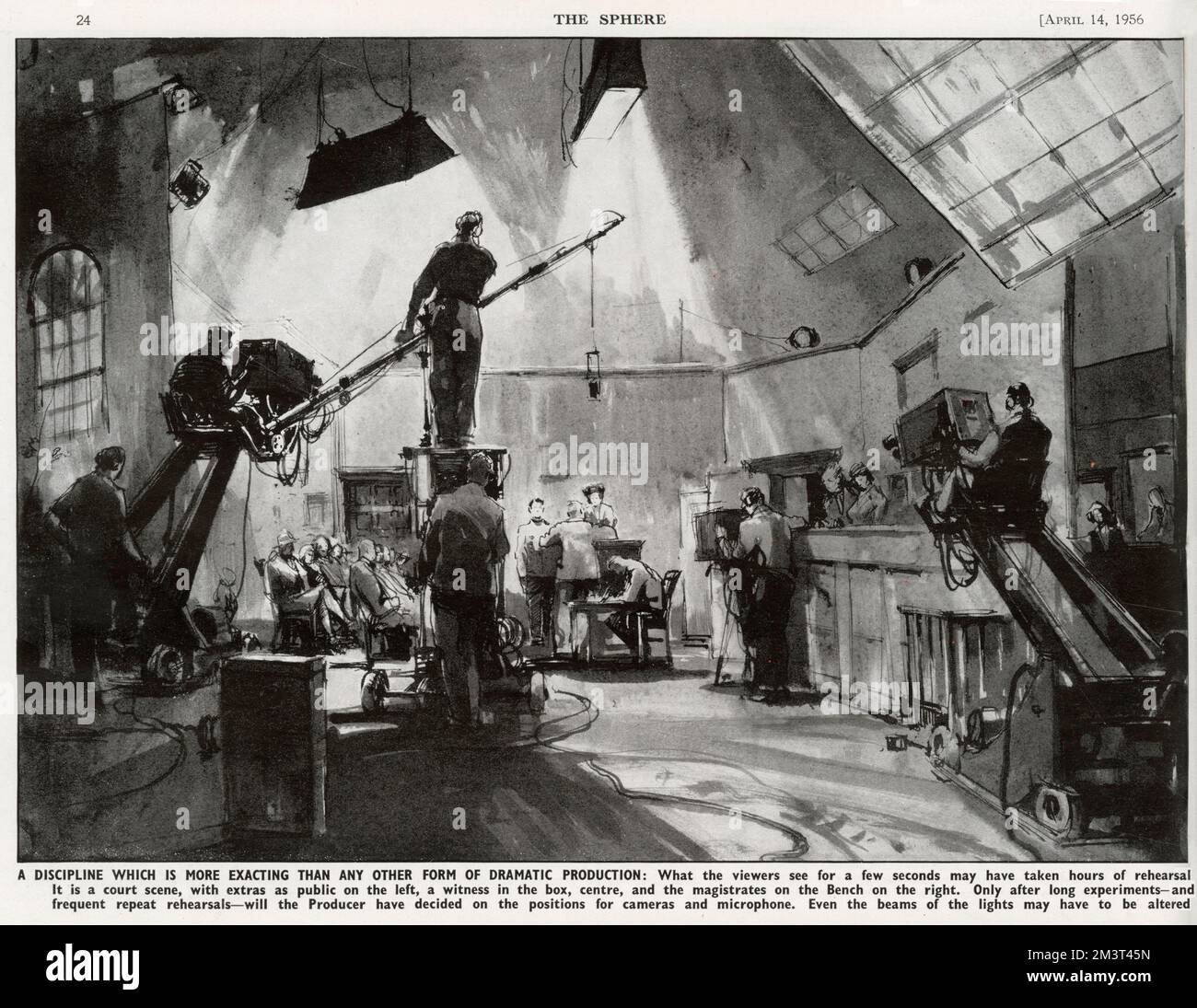 Produktion eines BBC-Stücks, eines der Nathaniel Titlark-Serien, mit einer Gerichtsszene, die in den Lime Grove Studios gefilmt wird. Stockfoto