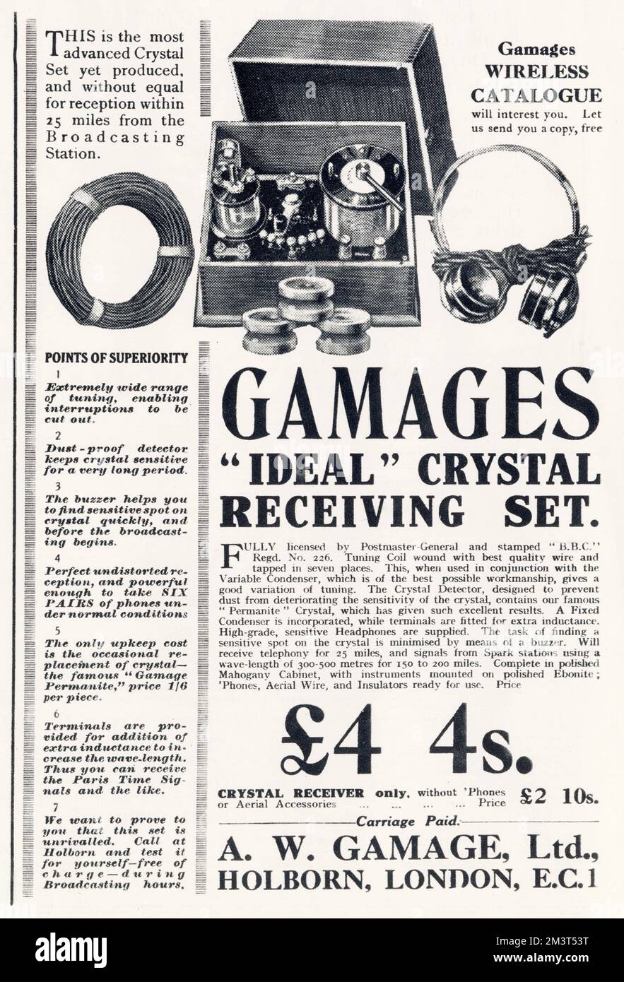 Gamages kabelloses Set mit Kopfhörern. Stockfoto