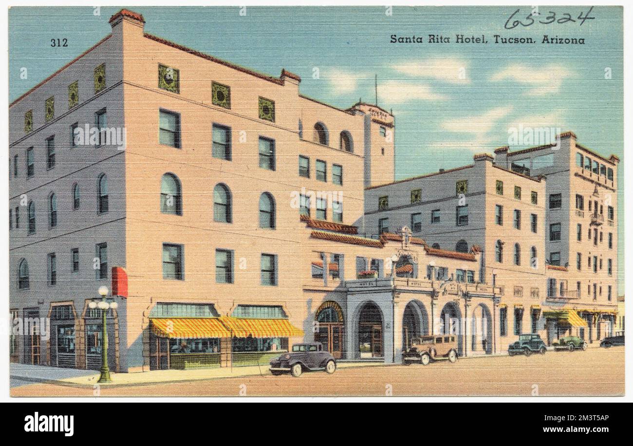 Santa Rita Hotel, Tucson, Arizona , Hotels, Tichnor Brothers Collection, Postkarten der Vereinigten Staaten Stockfoto