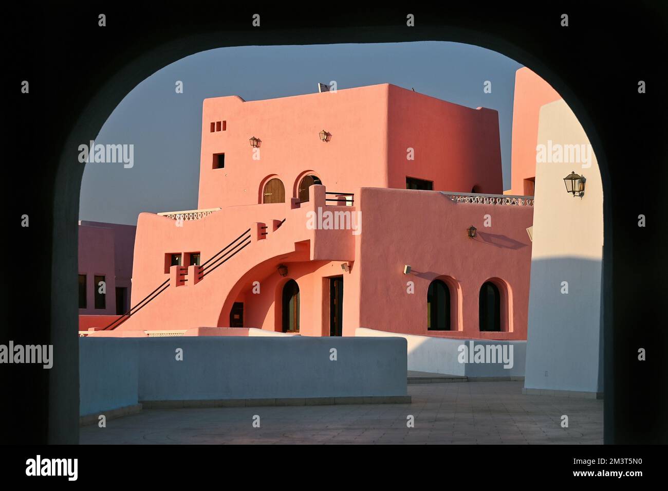 Doha, Mia Park, Old Port Doha, farbenfrohe Häuser im Mina District. Stockfoto