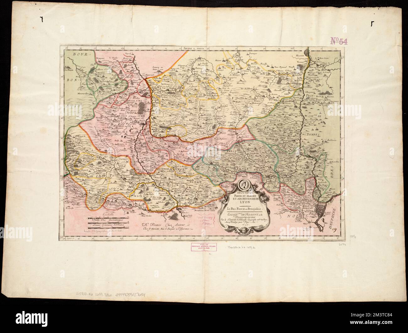 Segusiani : Partie du dioecese et archevesche de Lyon : Le Bas Forez et Beaujolois : Eselectons de Roanne et de Villefranche , katholische Kirche. Erzdiözese von Lyon, Frankreich, Karten, frühe Arbeiten bis 1800, Rhône-Alpes Frankreich, Karten, frühe Arbeiten bis 1800 Norman B. Leventhal Map Center Collection Stockfoto
