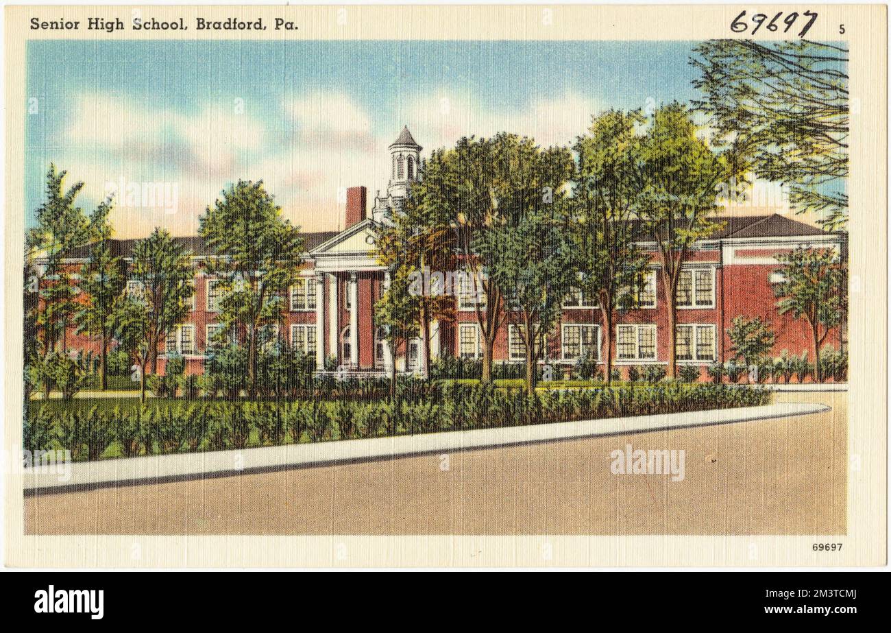 Senior High School, Bradford, Pa , Schulen, Tichnor Brothers Collection, Postkarten der Vereinigten Staaten Stockfoto