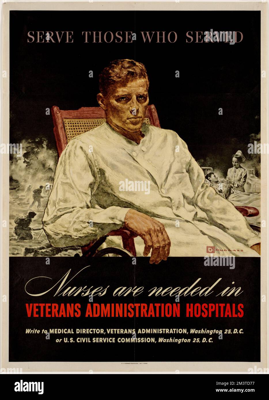 Diene denen, die gedient haben. Krankenschwestern werden in Veteranen Verwaltung Krankenhäuser, Kriegsopfer, Krankenschwestern, behinderte Veteranen, Rekrutierung und Einberufung, Weltkrieg, 1939-1945, Usa. Veteranen-Verwaltung Stockfoto