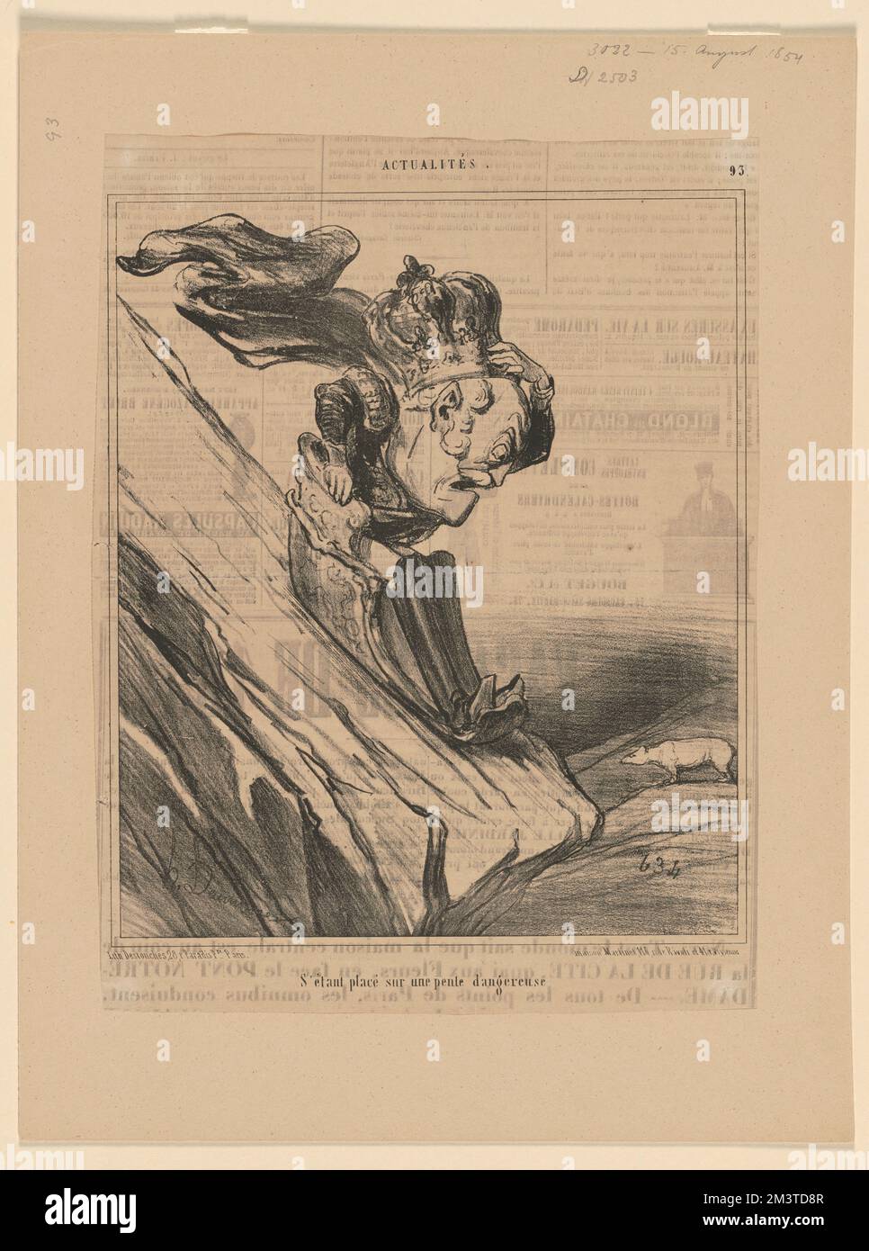 S'étant placé sur une pente dangereuse , Kaiser, Nicholas I., Kaiser von Russland, 1796-1855. Honoré Daumier (1808-1879). Lithografien Stockfoto