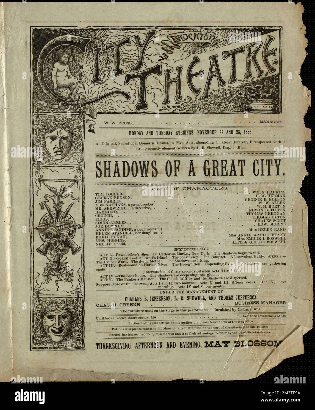 Schatten einer großen Stadt, Unterhaltung, Brockton Public Library Archival Collection Stockfoto