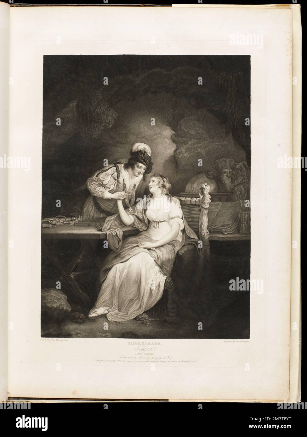 Shakspeare. Tempest, Akt V, Szene I : Ferdinand & Miranda spielen im Schach , Shakespeare, William, 1564-1616, Charaktere, Shakespeare, William, 1564-1616. Sturm. Thomas Pennant Barton Kollektion Stockfoto