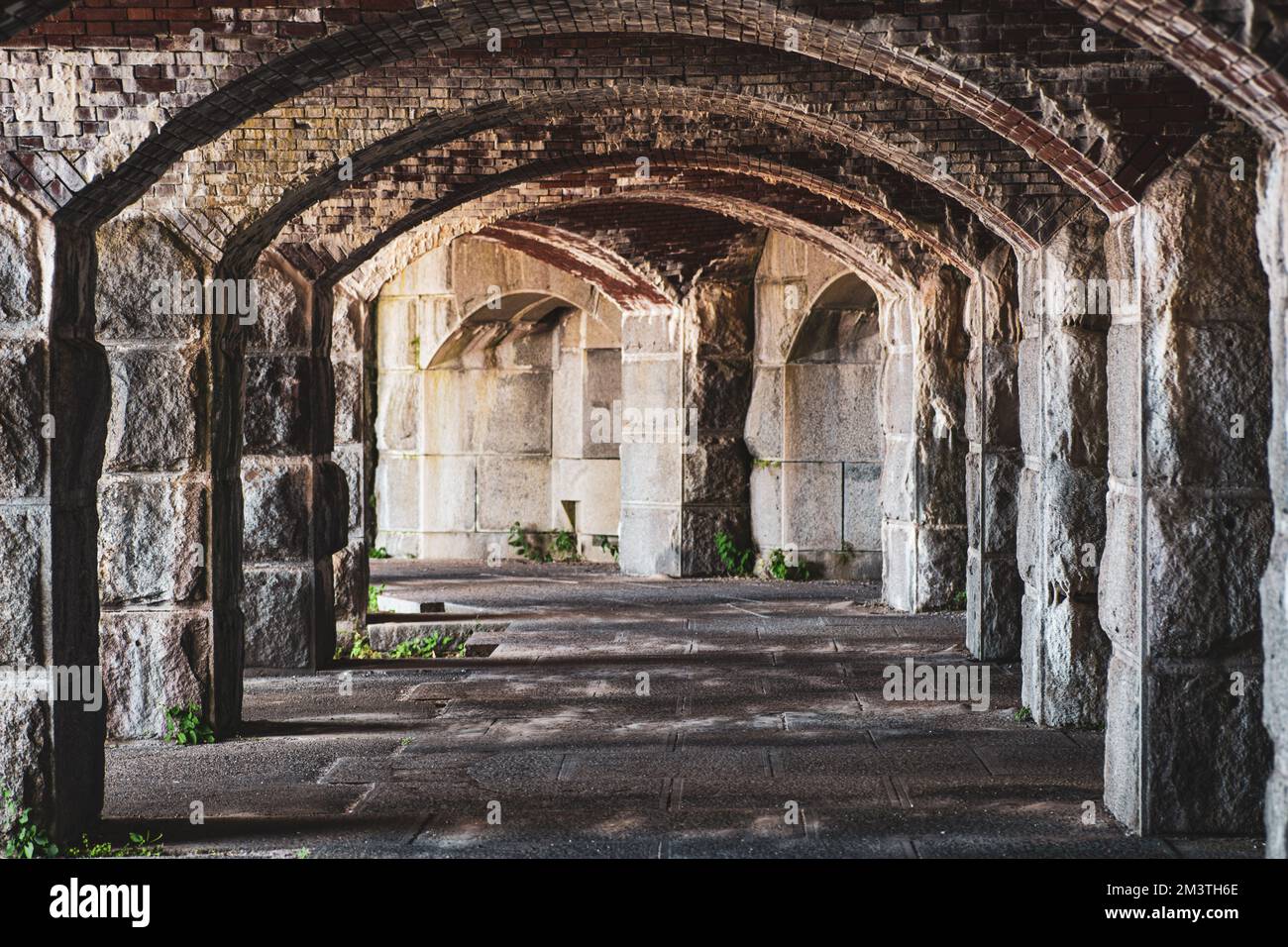 Torbögen von Fort Popham, Phippsburg, Maine Stockfoto