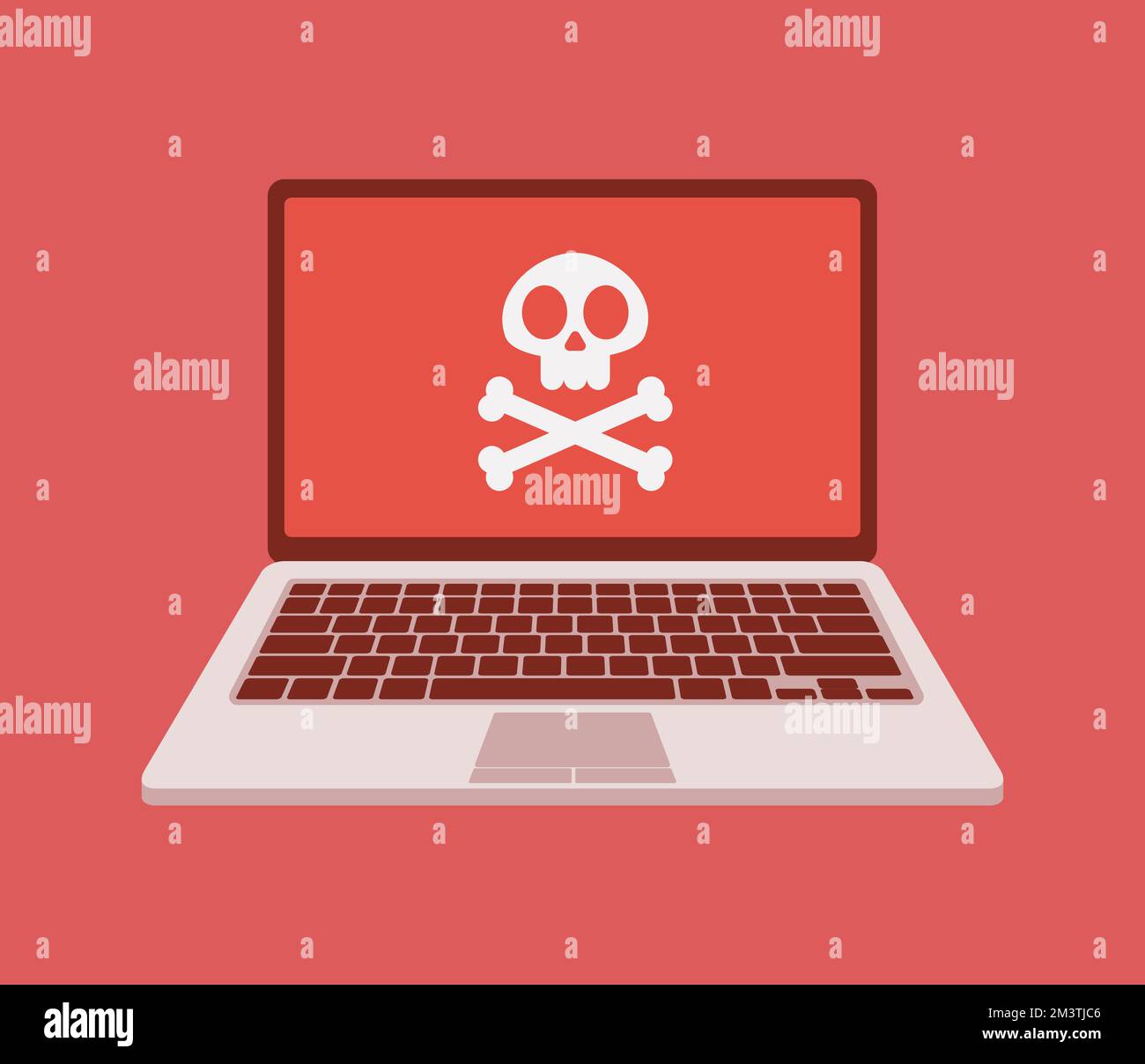 Vektordarstellung der Warnung für den Systemfehler des Laptops. Virenalarm. Hacker-Angriffe und Vektorkonzept für die Web-Sicherheit, Phishing-Betrug. Netzwerk und intern Stock Vektor