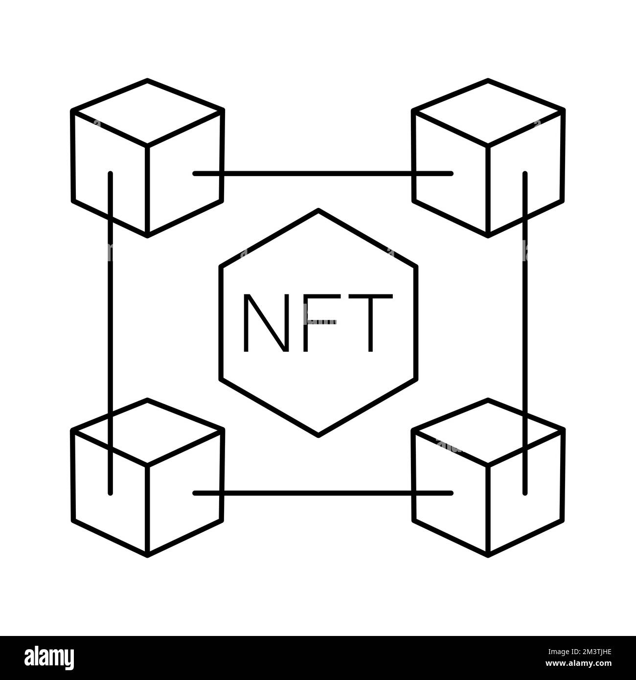 NFT-Token nicht fungible. Schwarz auf Weiß. Blockkette Stock Vektor