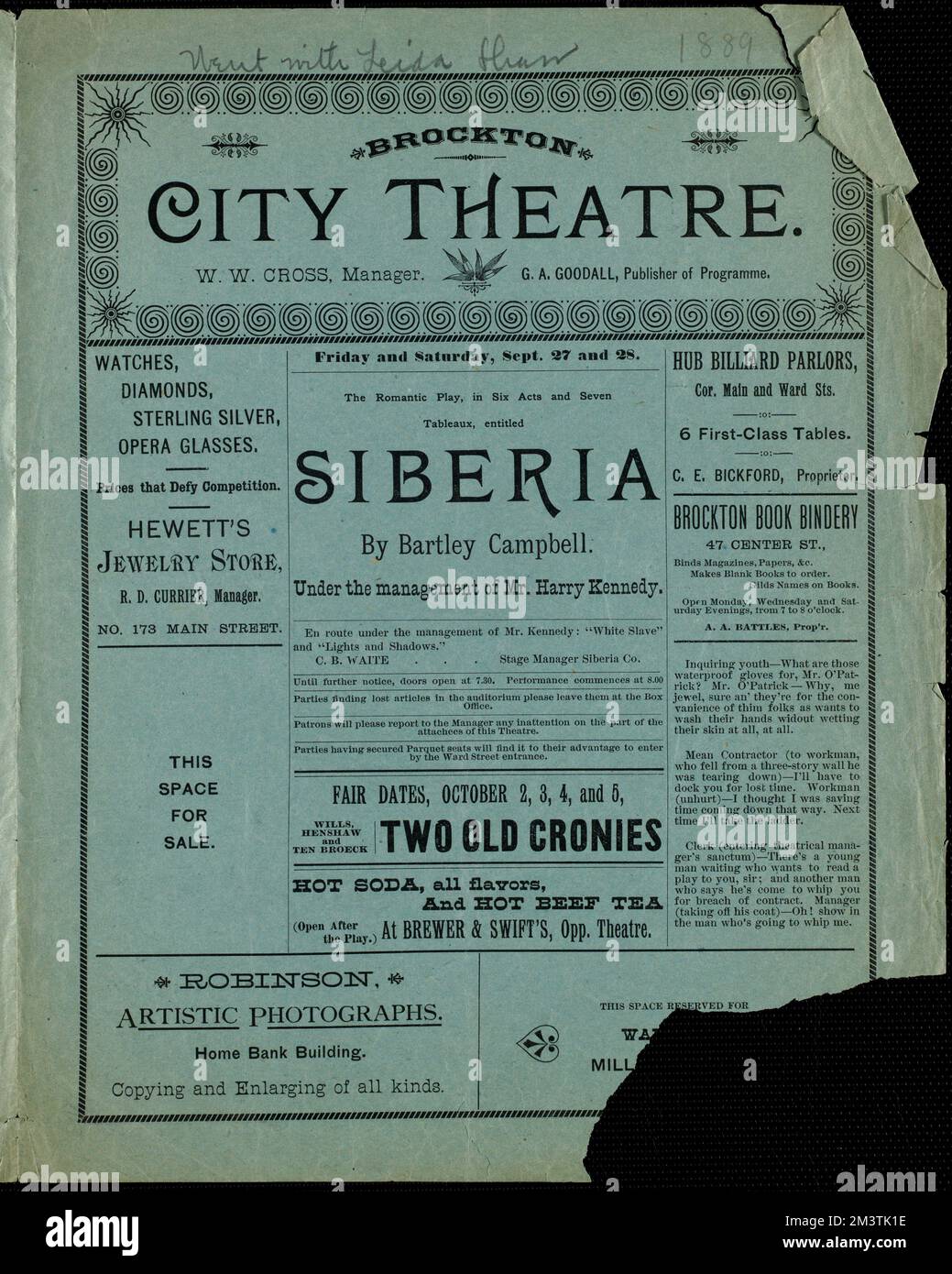 Sibirien, unter der Leitung von Mr. Harry Kennedy, Entertainment, Brockton Public Library Archival Collection Stockfoto