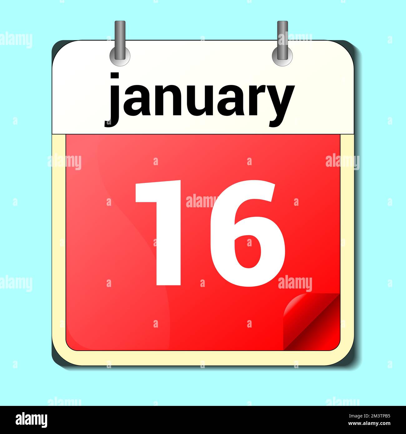 Tag im Kalender, Vektorbildformat, Januar 16. Stock Vektor