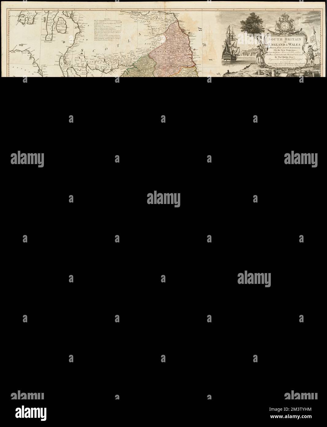 Südbritisch oder England & Wales : aus mehreren Erhebungen &c. Zur neuen Projektion; korrigiert aus astronomischen Beobachtungen und den markierten Stellen der Beobachtungen. Wurden gemacht, England, Karten, frühe Arbeiten bis 1800, Wales, Karten, frühe Arbeiten bis 1800 Norman B. Leventhal Map Center Collection Stockfoto