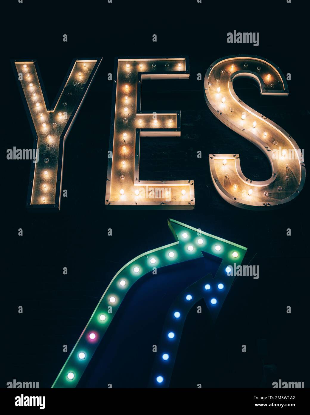 "House of YES Vintage" -Schild bei Nacht, Brooklyn, New York Stockfoto